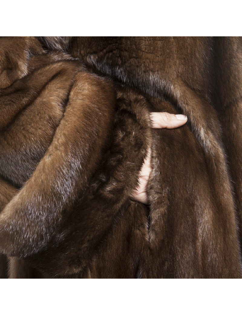 REBECCA long brown mink coat size 40FR