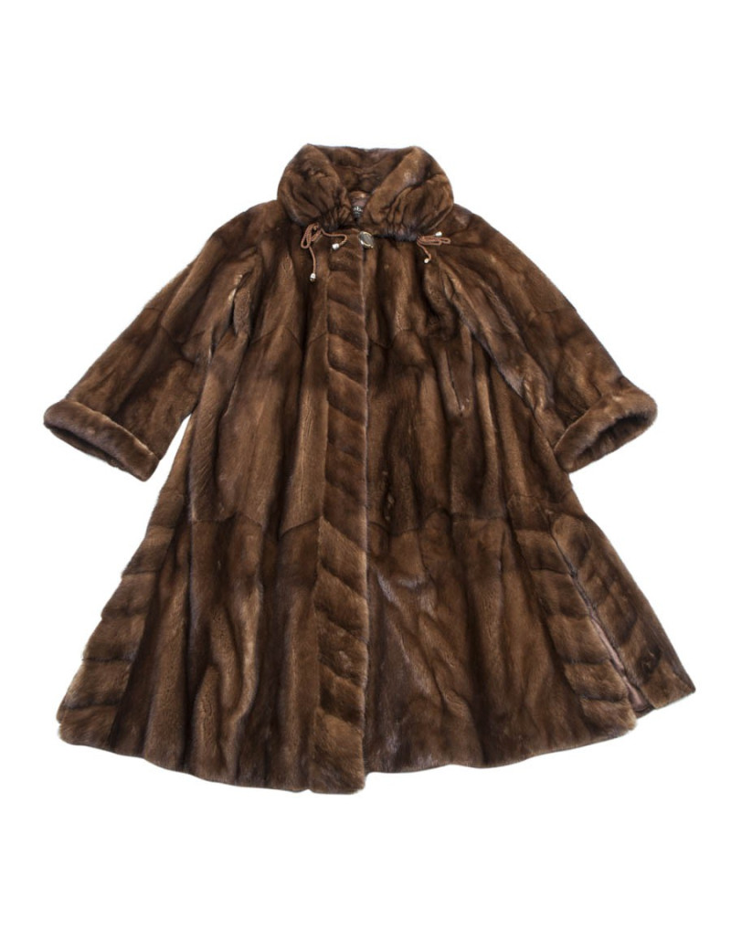 REBECCA long brown mink coat size 40FR