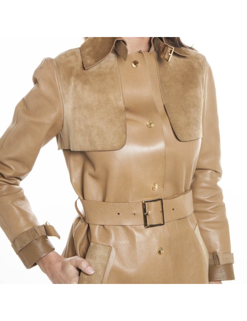 Manteau GUCCI T en cuir et daim