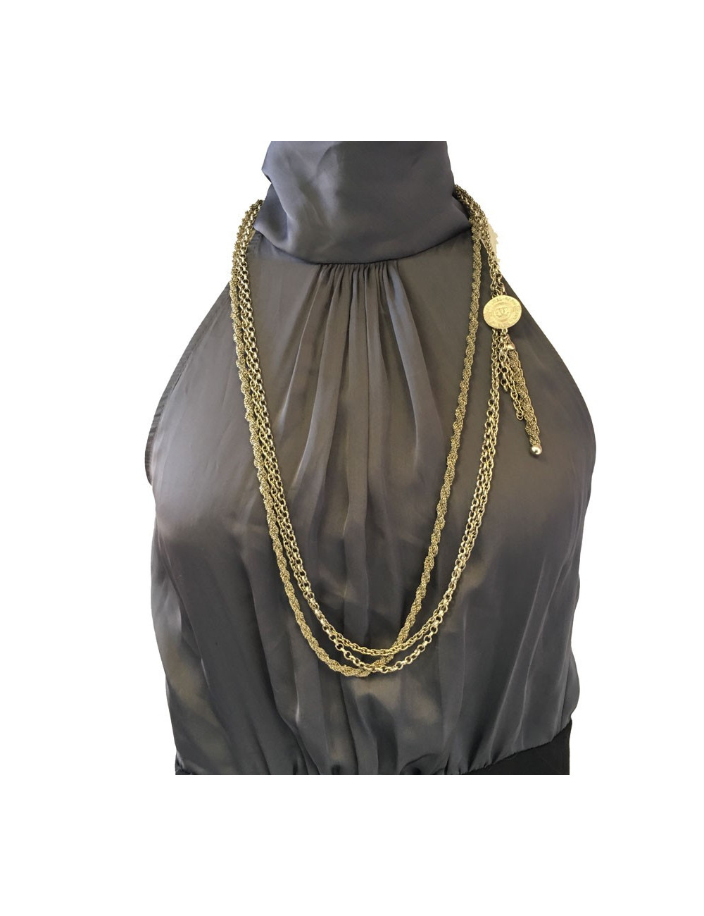 CHANEL 3 chains necklace in gilded metal