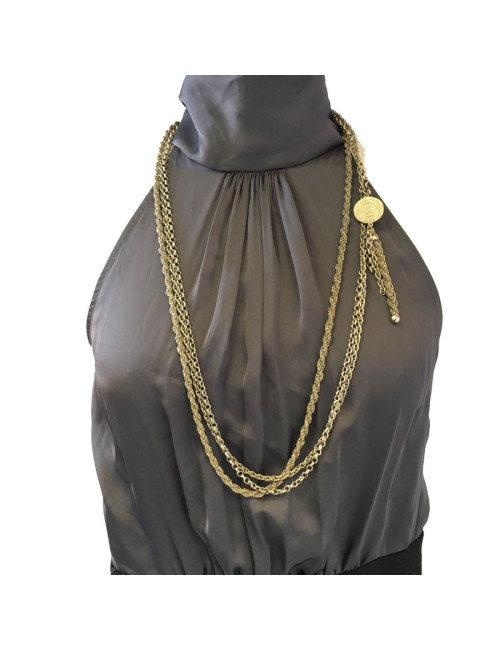 CHANEL 3 chains necklace in gilded metal