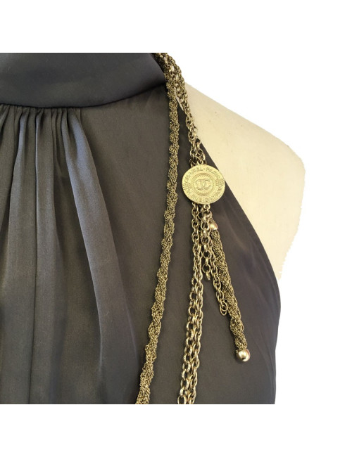 CHANEL 3 chains necklace in gilded metal