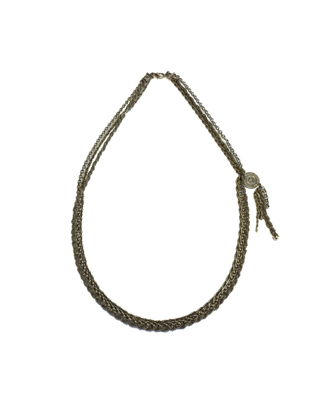 CHANEL 3 chains necklace in gilded metal