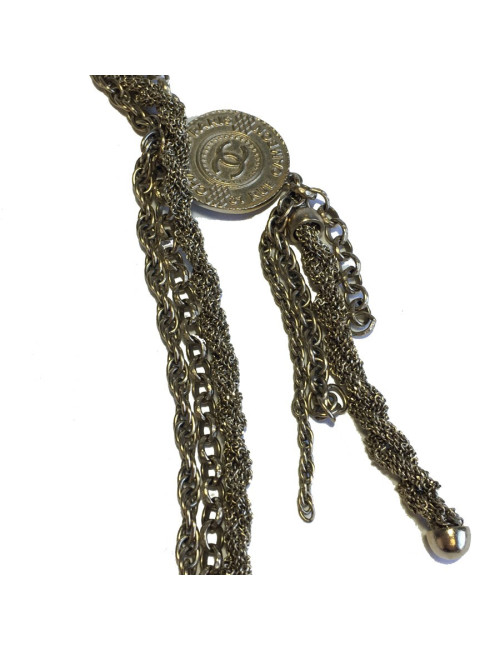 CHANEL 3 chains necklace in gilded metal
