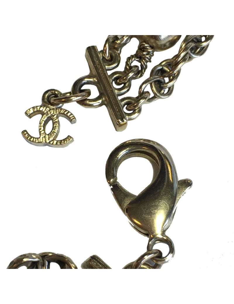 Sautoir CHANEL en métal doré or pâle