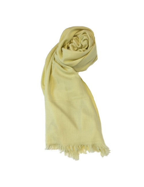 Châle HERMES cachemire, soie et laine couleur jaune clair