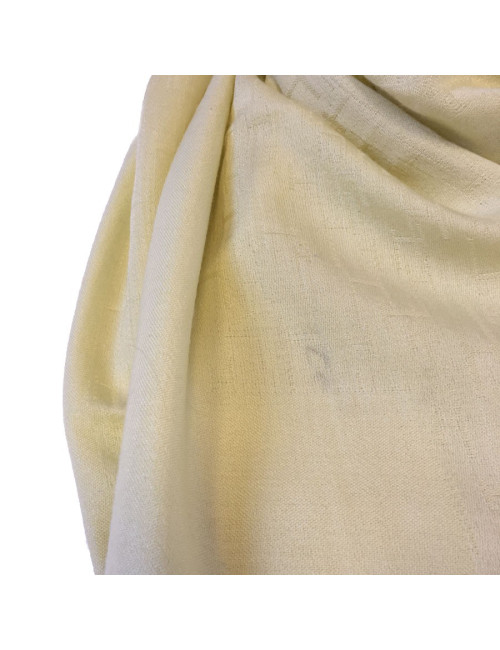 Châle HERMES cachemire, soie et laine couleur jaune clair