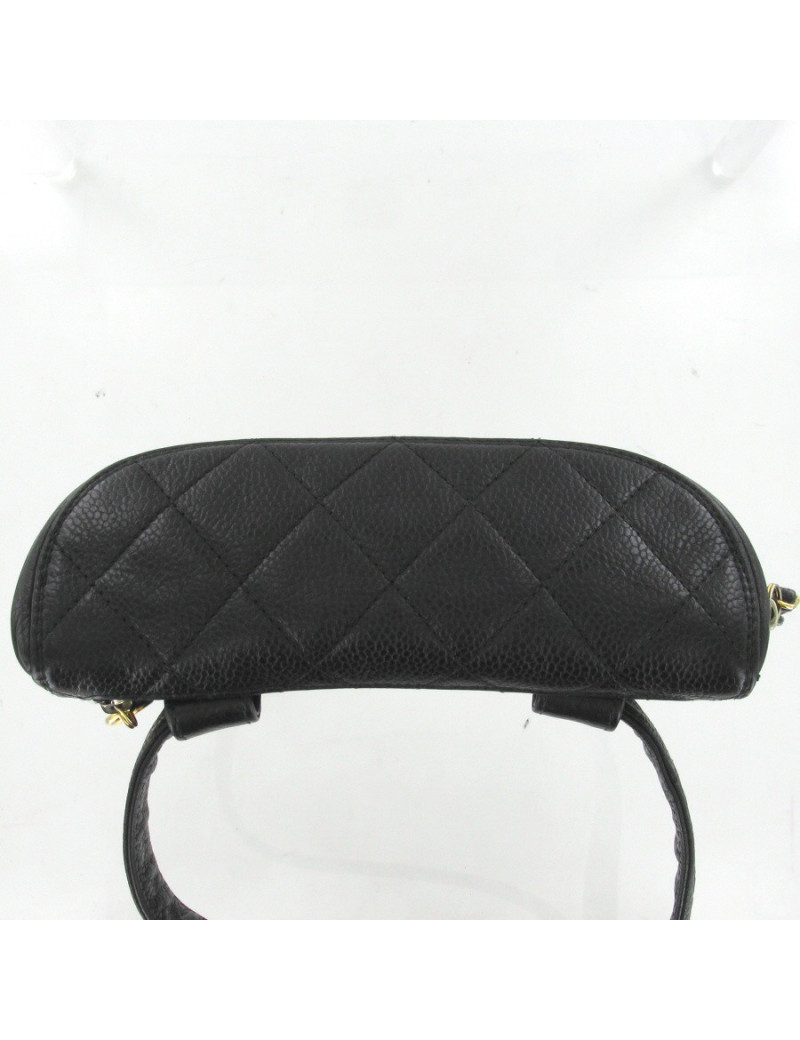 Ceinture pochette cuir grainé noir CHANEL