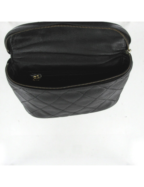 Ceinture pochette cuir grainé noir CHANEL