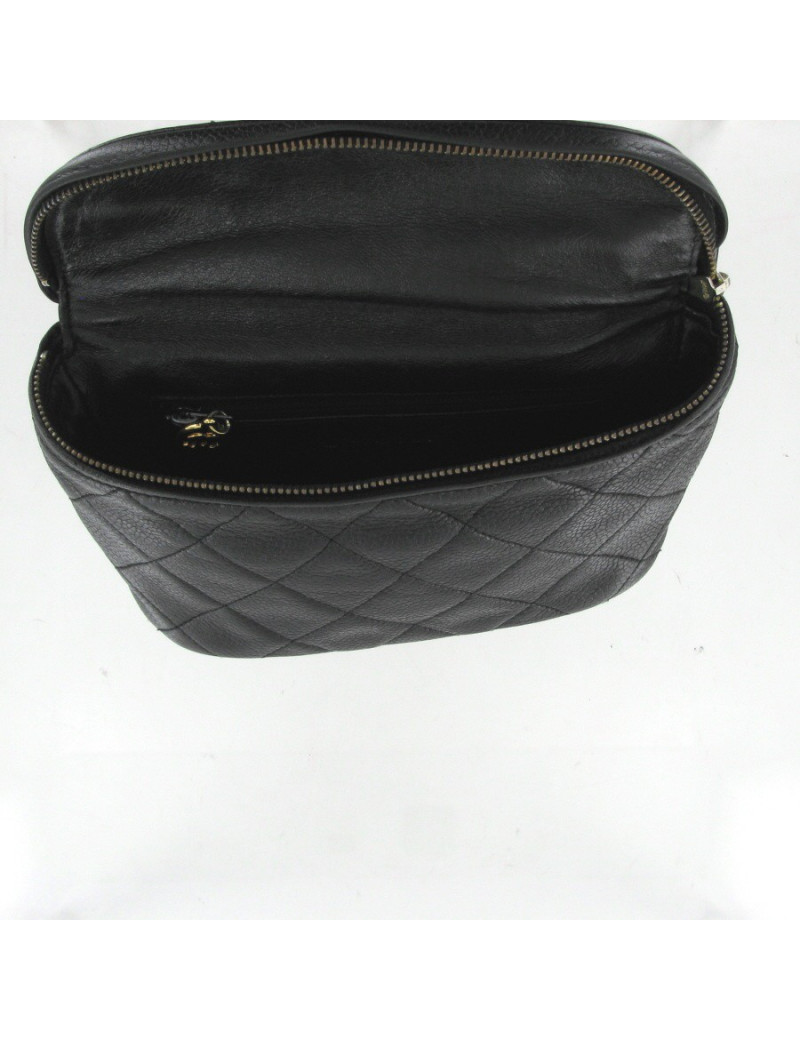 Ceinture pochette cuir grainé noir CHANEL