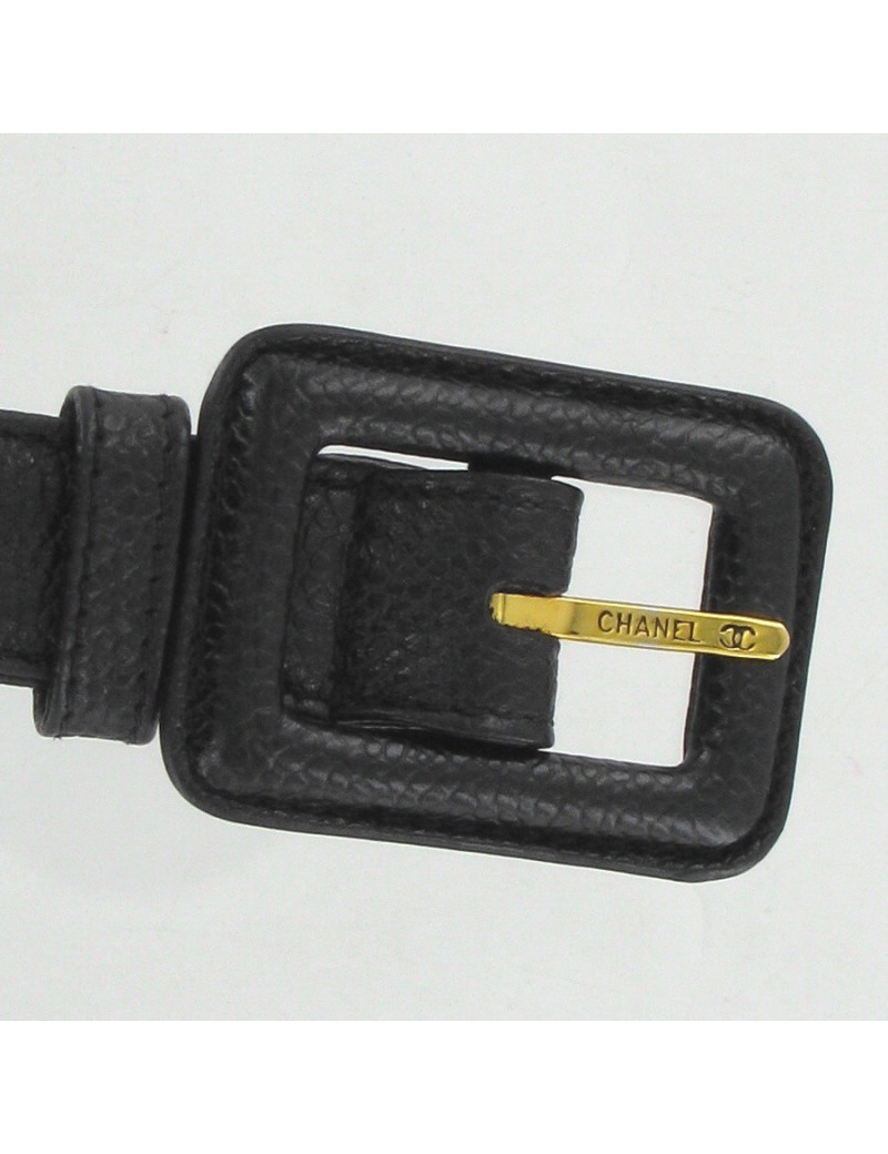 Ceinture pochette cuir grainé noir CHANEL