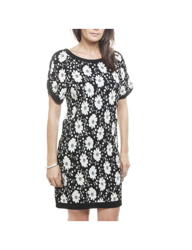 CHANEL T 36 en black and white flower dress