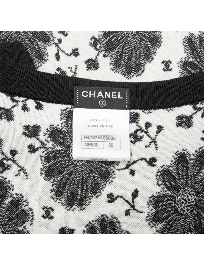 CHANEL T 36 en black and white flower dress