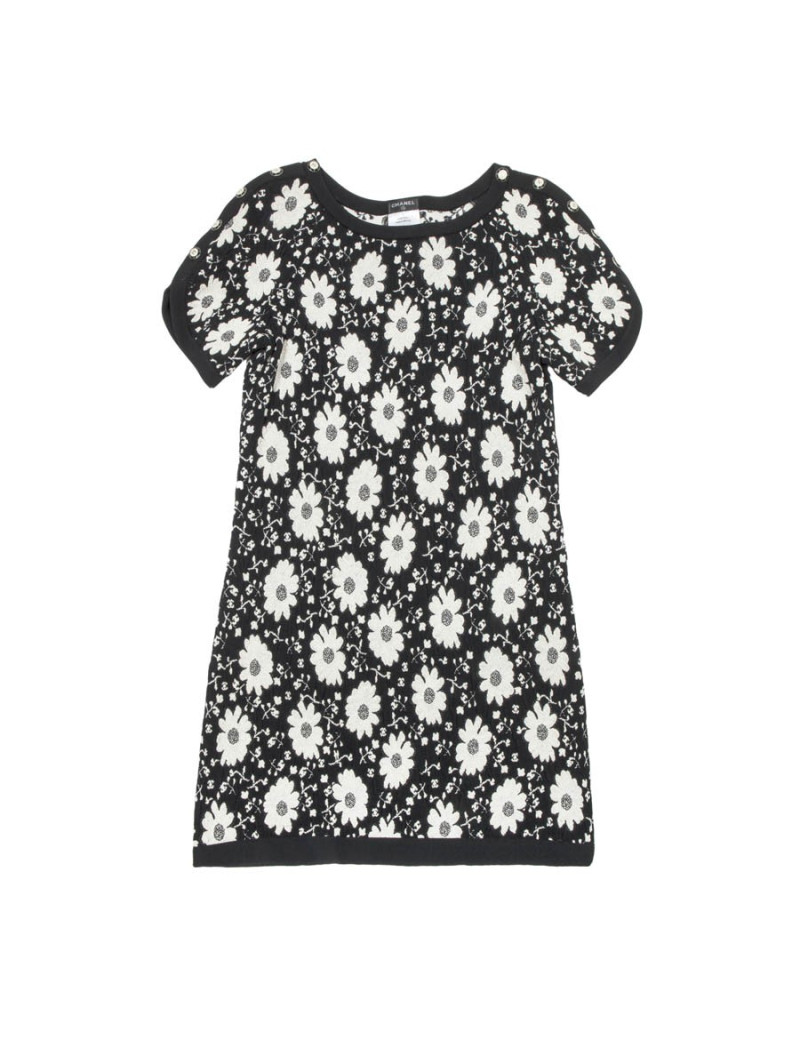 CHANEL T 36 en black and white flower dress