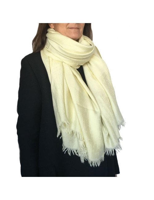 Châle HERMES cachemire et soie jaune