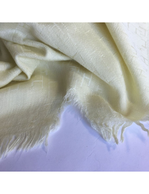 Châle HERMES cachemire, soie et laine couleur jaune clair