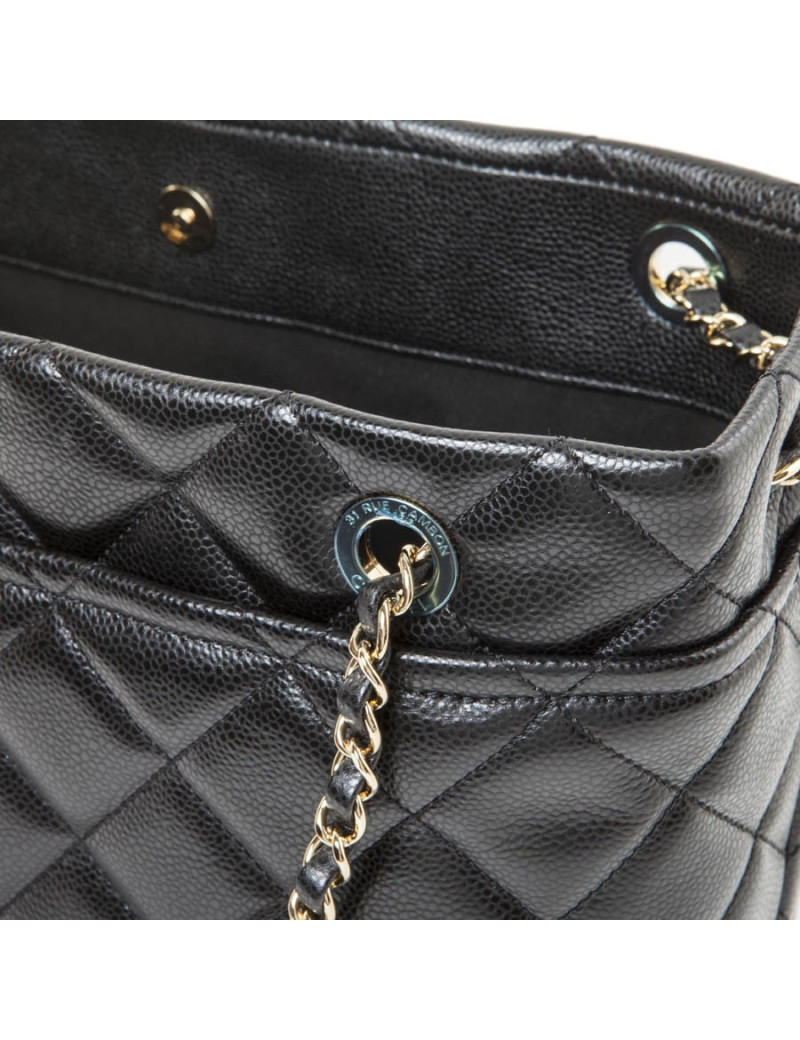 Cabas CHANEL cuir caviar noir