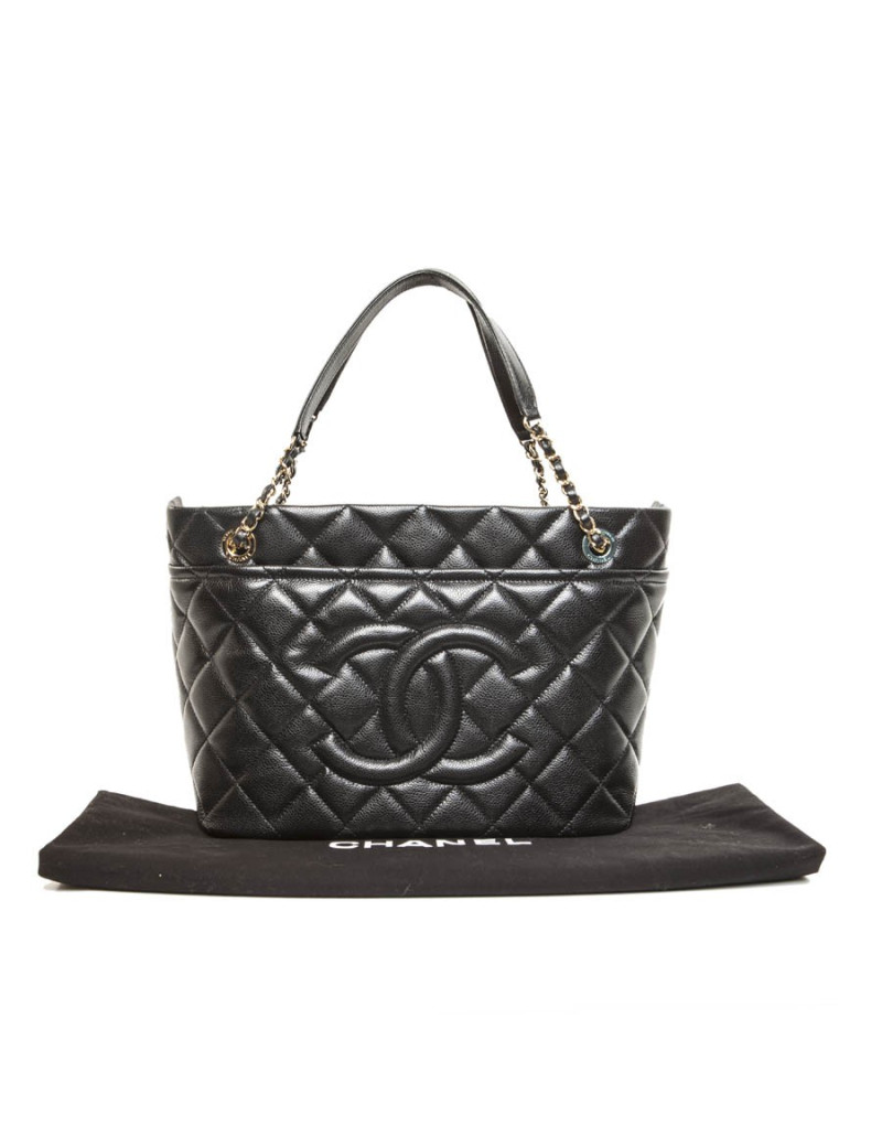 Cabas CHANEL cuir caviar noir