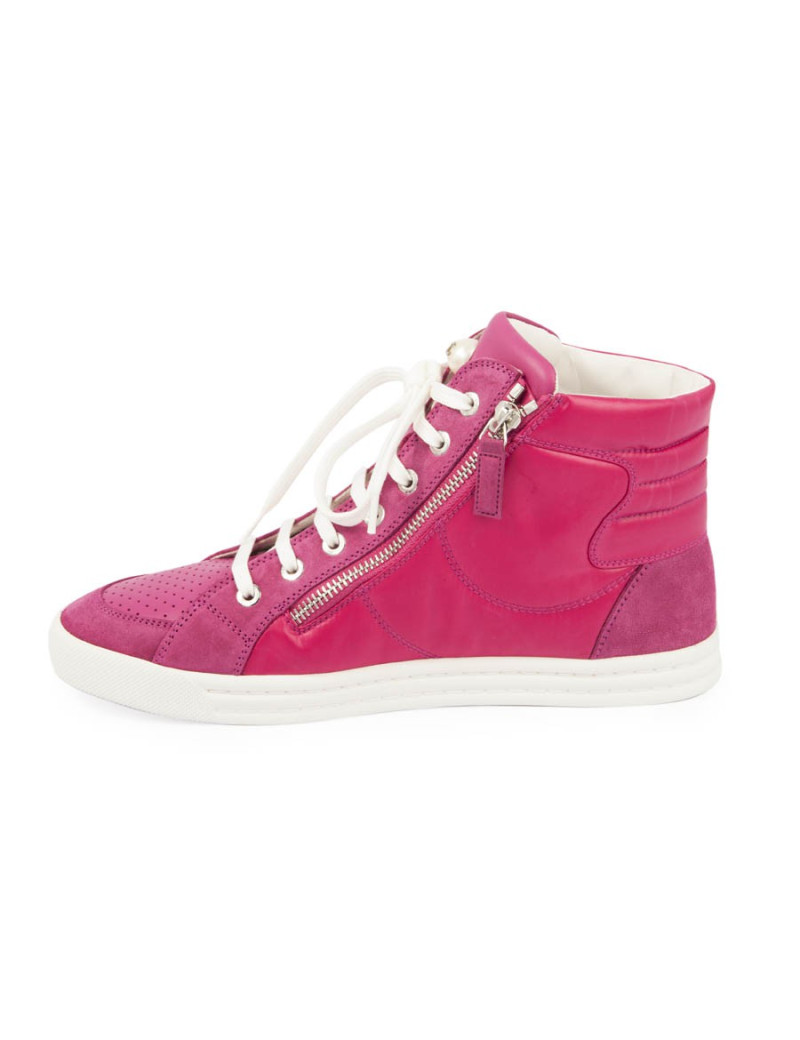 CHANEL Sneakers in pink fuchsia velvet and leather size 38FR