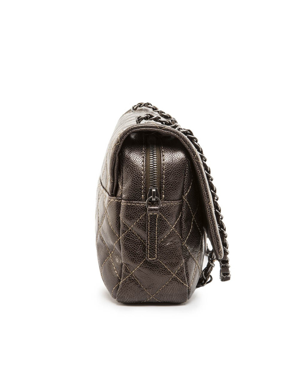 CHANEL flap bag in coppered quilted leather