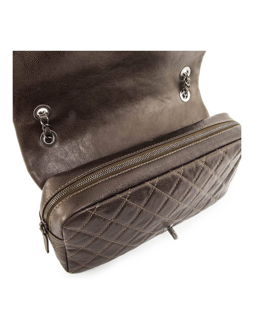 CHANEL flap bag in coppered quilted leather