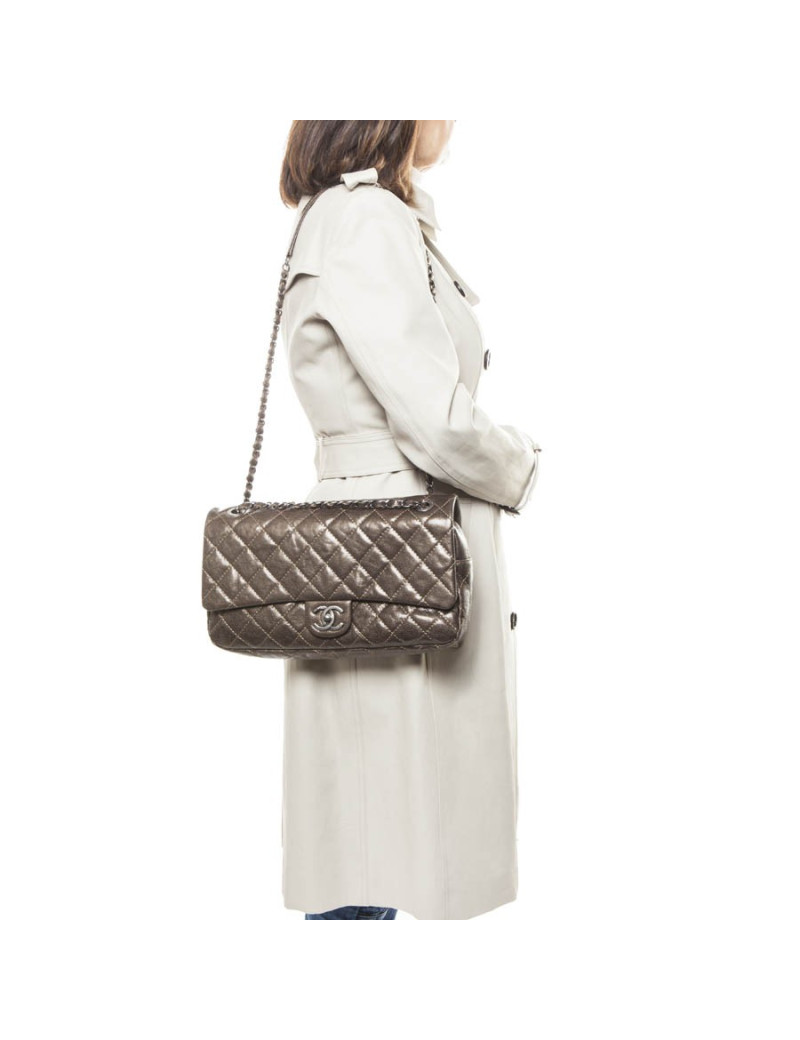 CHANEL flap bag in coppered quilted leather