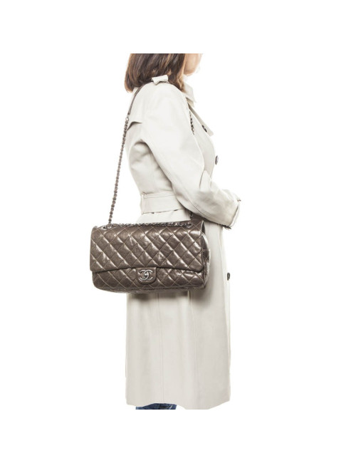 CHANEL flap bag in coppered quilted leather