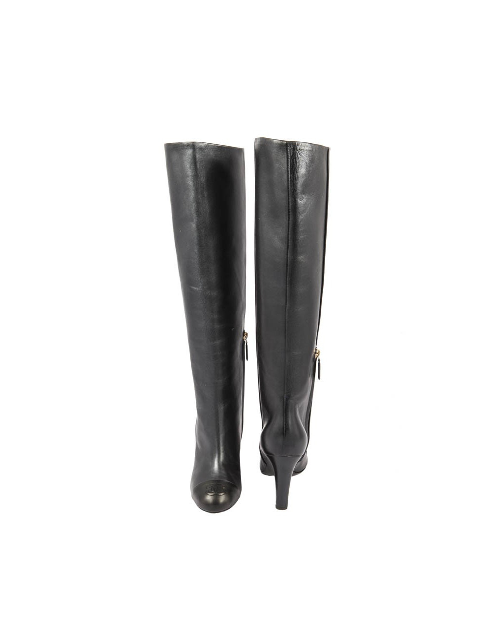 Bottes CHANEL T 38.5 cuir bicolore