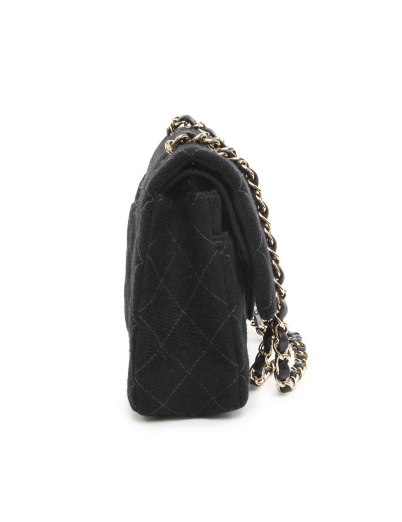 CHANEL 'Timeless' double flap bag in black jersey