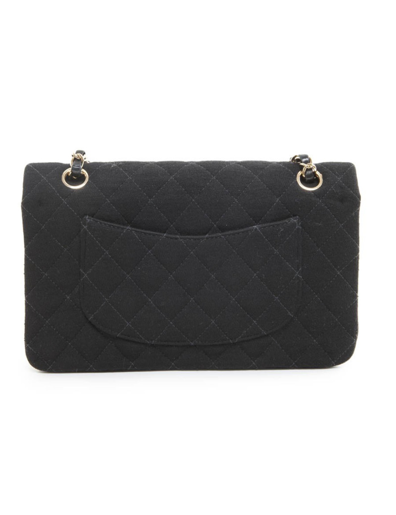 CHANEL 'Timeless' double flap bag in black jersey