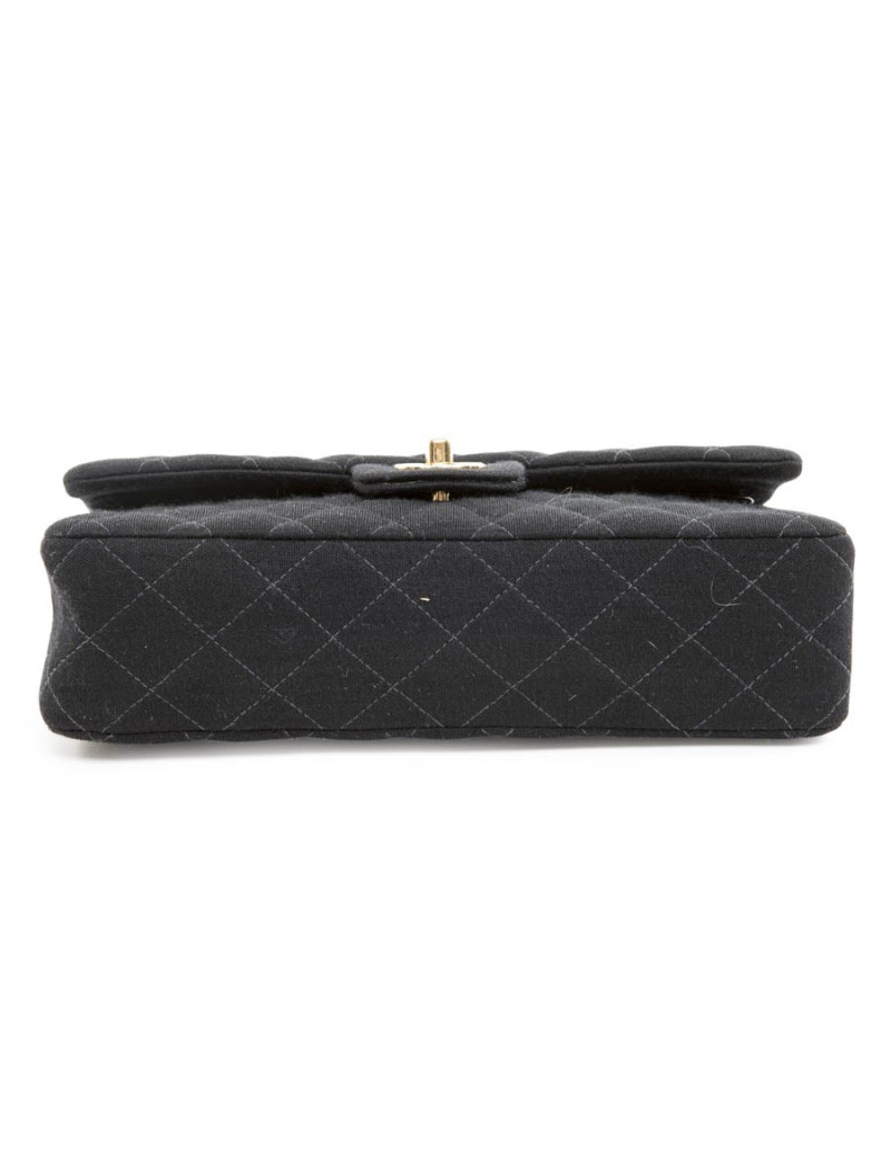 CHANEL 'Timeless' double flap bag in black jersey