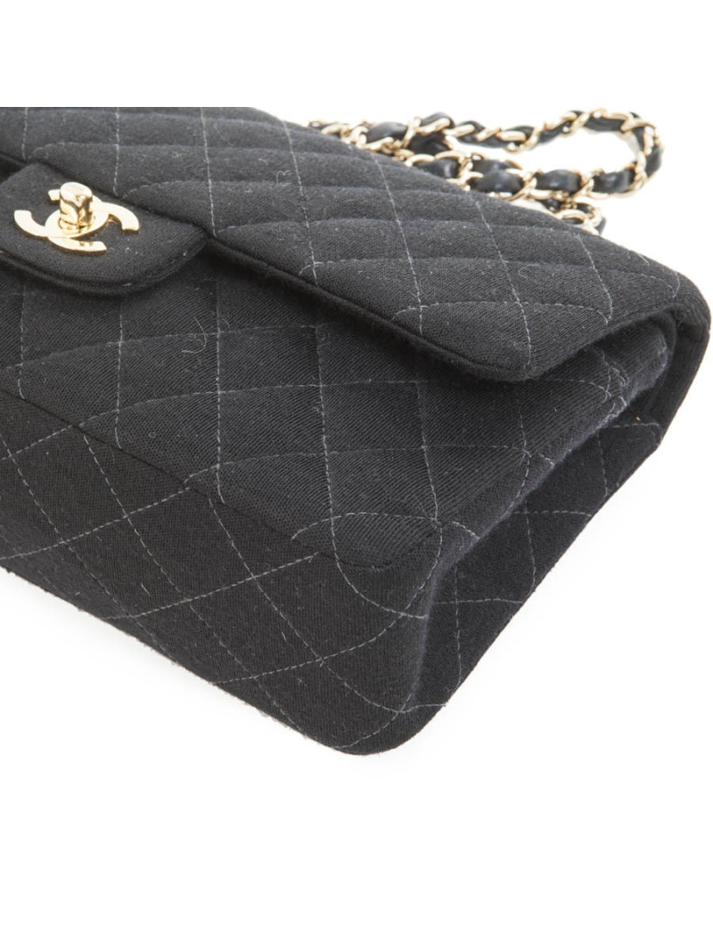 CHANEL 'Timeless' double flap bag in black jersey