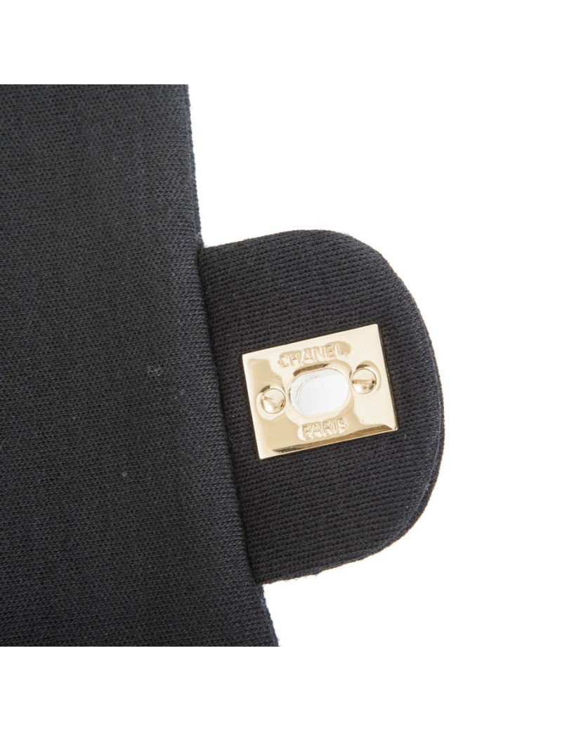 CHANEL 'Timeless' double flap bag in black jersey
