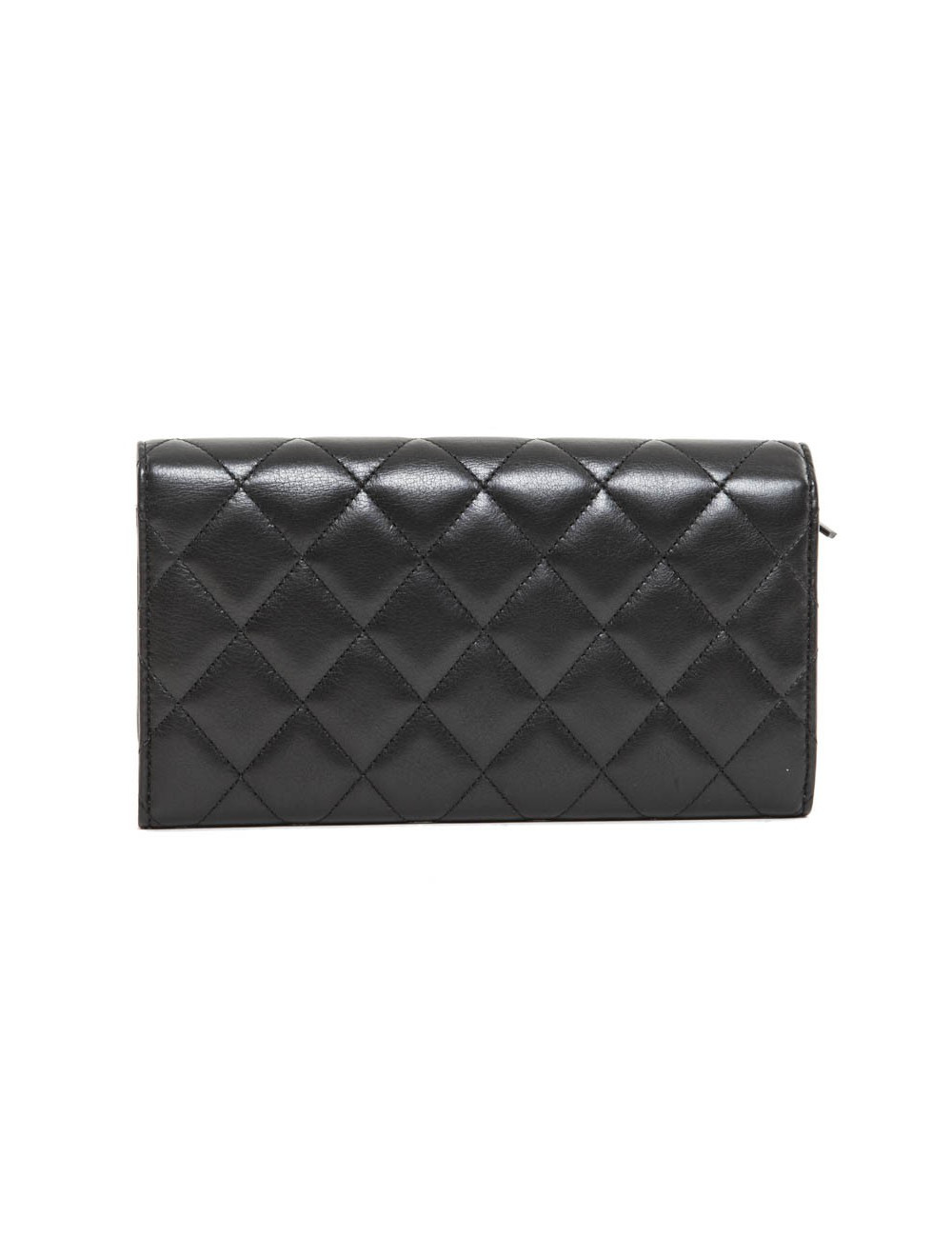 Portefeuille CHANEL cuir d'agneau matelassé noir "CC"