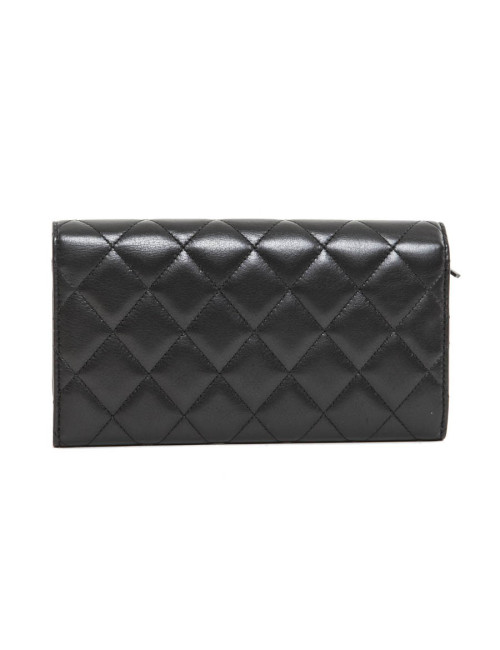 Portefeuille CHANEL cuir d'agneau matelassé noir "CC"
