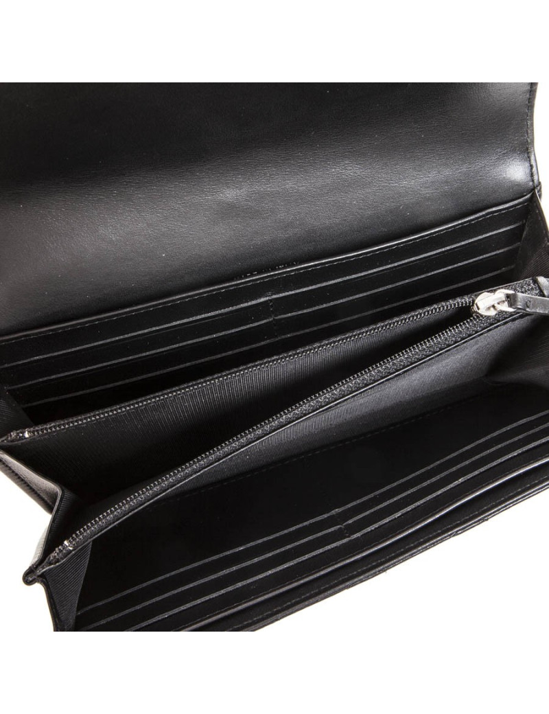 Portefeuille CHANEL cuir d'agneau matelassé noir "CC"