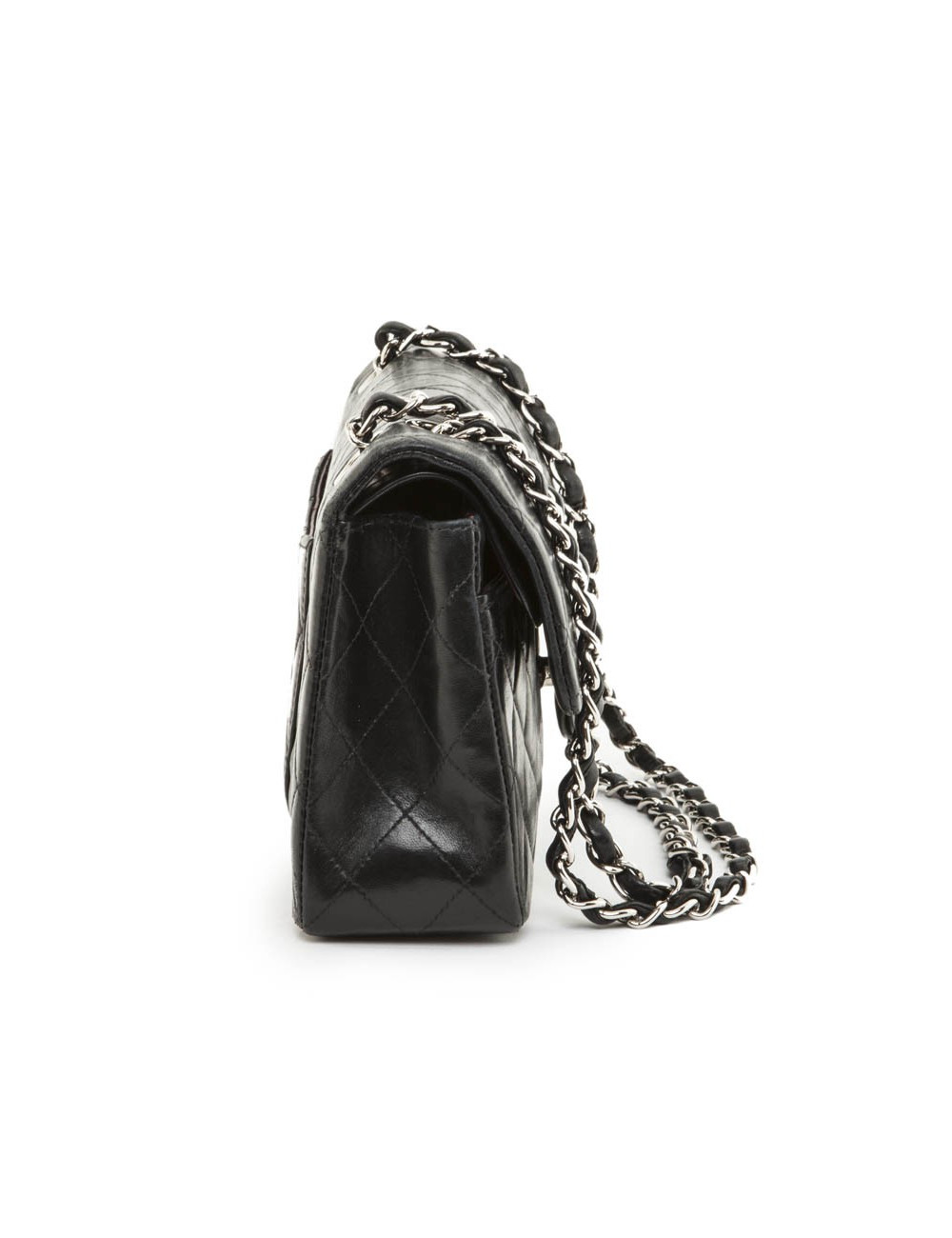 Sac timeless CHANEL cuir d'agneau lisse noir