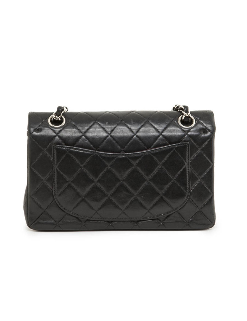 Sac timeless CHANEL cuir d'agneau lisse noir