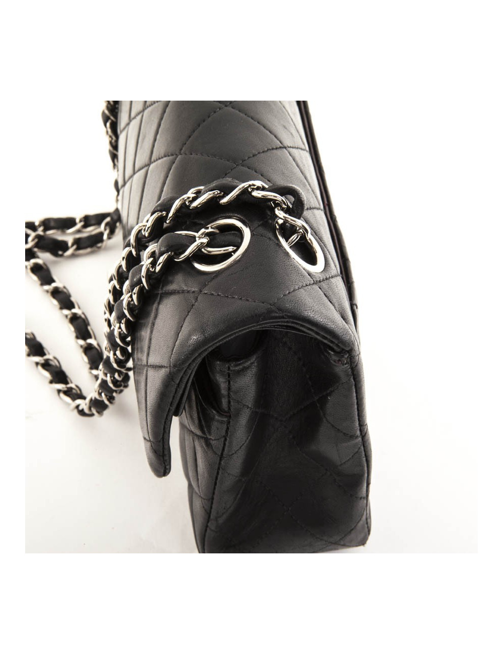 Sac timeless CHANEL cuir d'agneau lisse noir