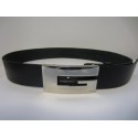 GUCCI belt buckle in black silver metal and black cowhide leather belt