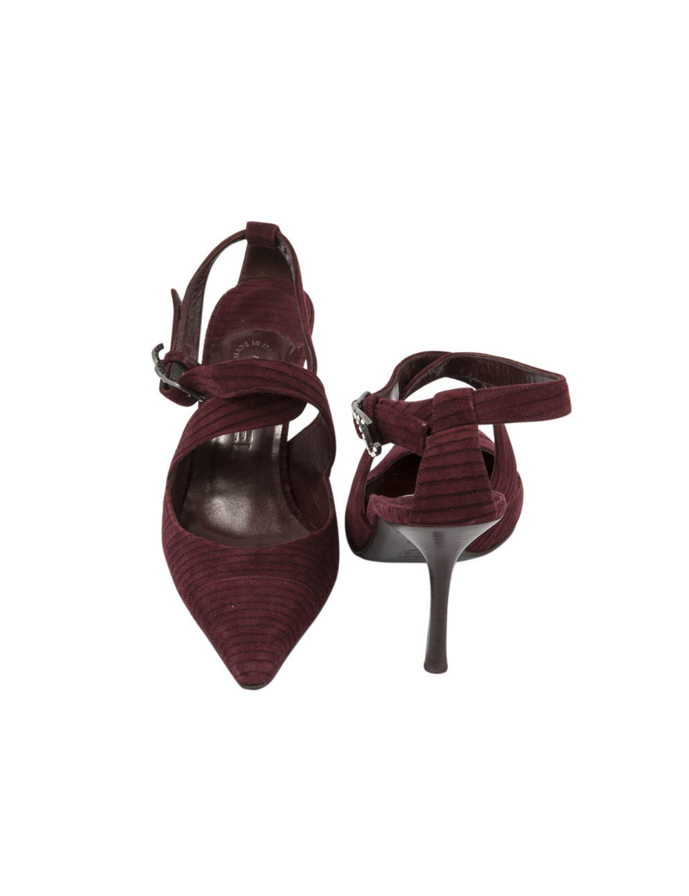 Escarpins CHANEL T39,5 veau velours bordeaux