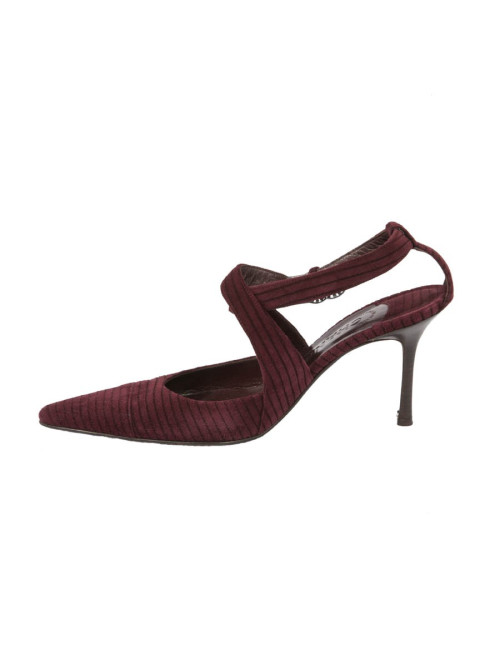 Escarpins CHANEL T39,5 veau velours bordeaux
