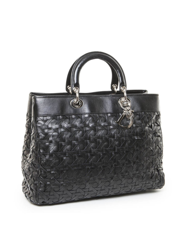 Sac CHRISTIAN DIOR cuir noir tressé