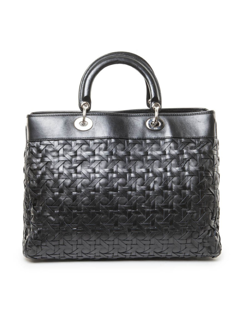 Sac CHRISTIAN DIOR cuir noir tressé