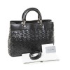 Lady D CHRISTIAN DIOR black braided smooth leather tote bag
