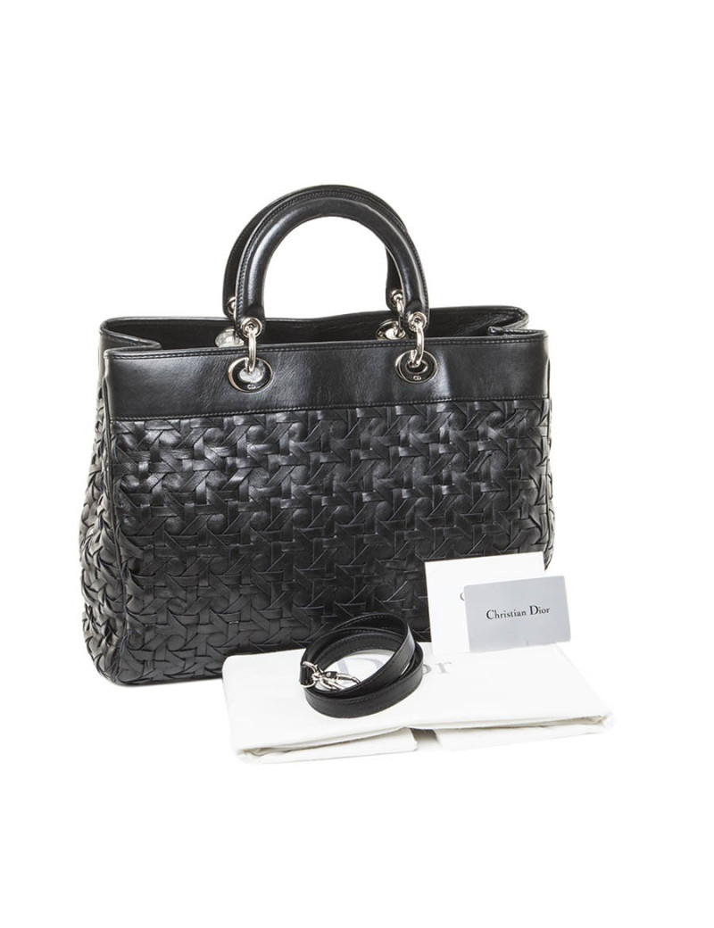 Sac CHRISTIAN DIOR cuir noir tressé