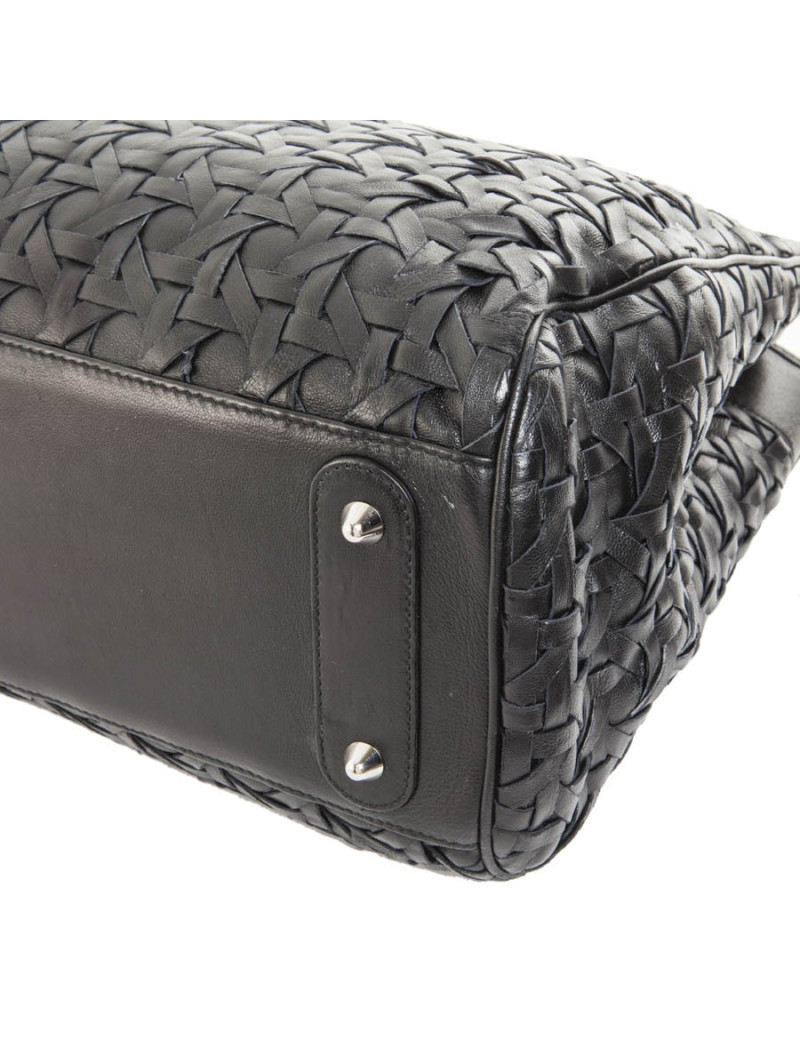 Sac CHRISTIAN DIOR cuir noir tressé