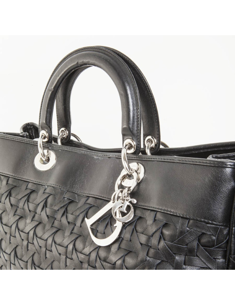 Sac CHRISTIAN DIOR cuir noir tressé