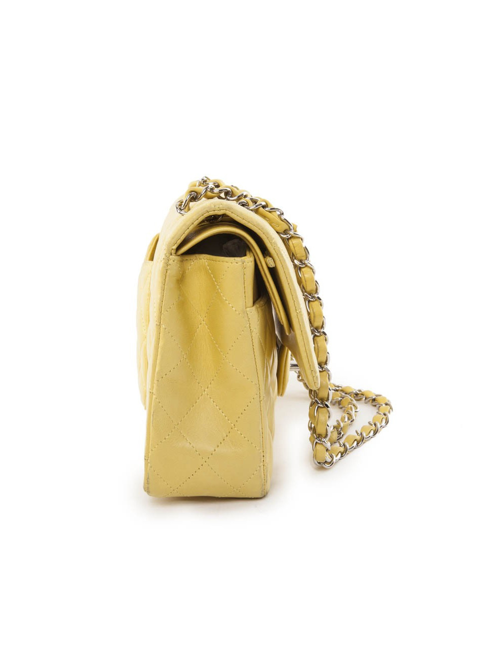 Sac timeless CHANEL cuir d'agneau lisse jaune