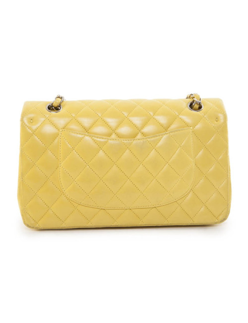 Sac timeless CHANEL cuir d'agneau lisse jaune